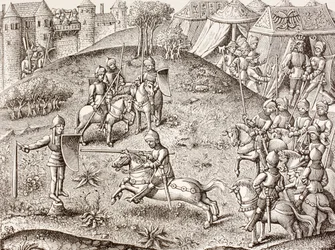 Tilting at a Quintain, the Revolving Effigy of a Knight, from 